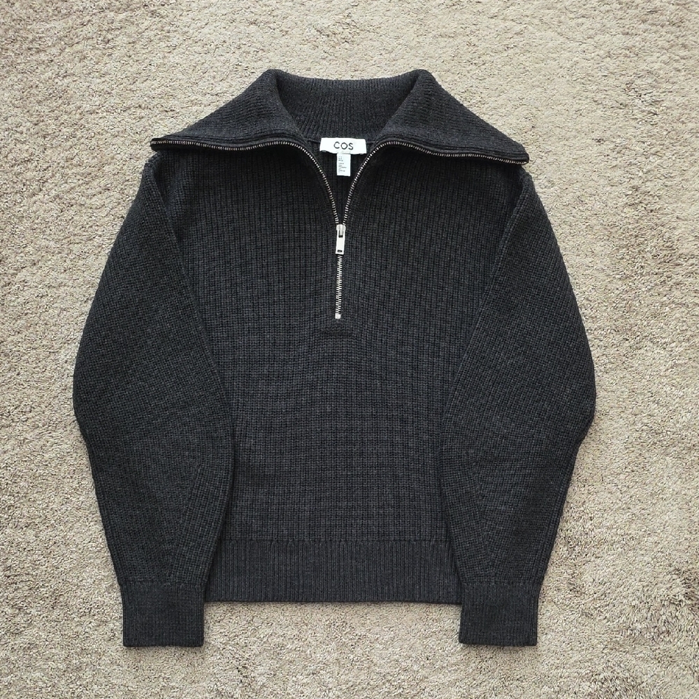 COS Women's Charcoal Zip-Up Sweater